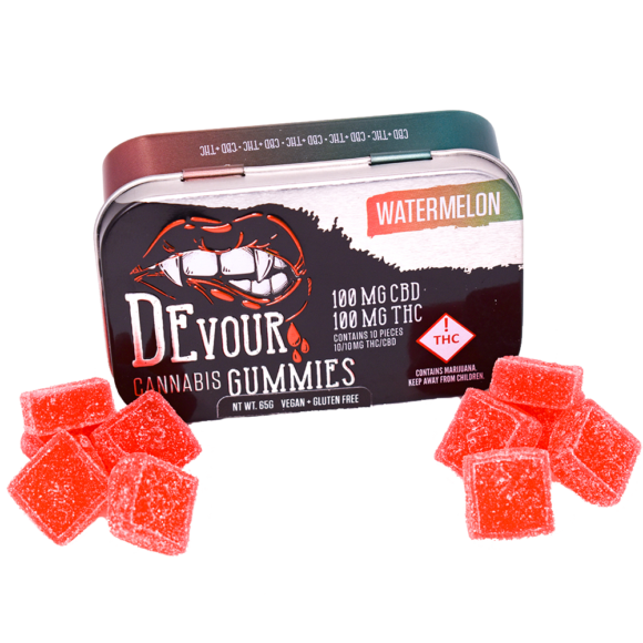 Watermelon 1:1 THC:CBD Devour Cannabis Gummies