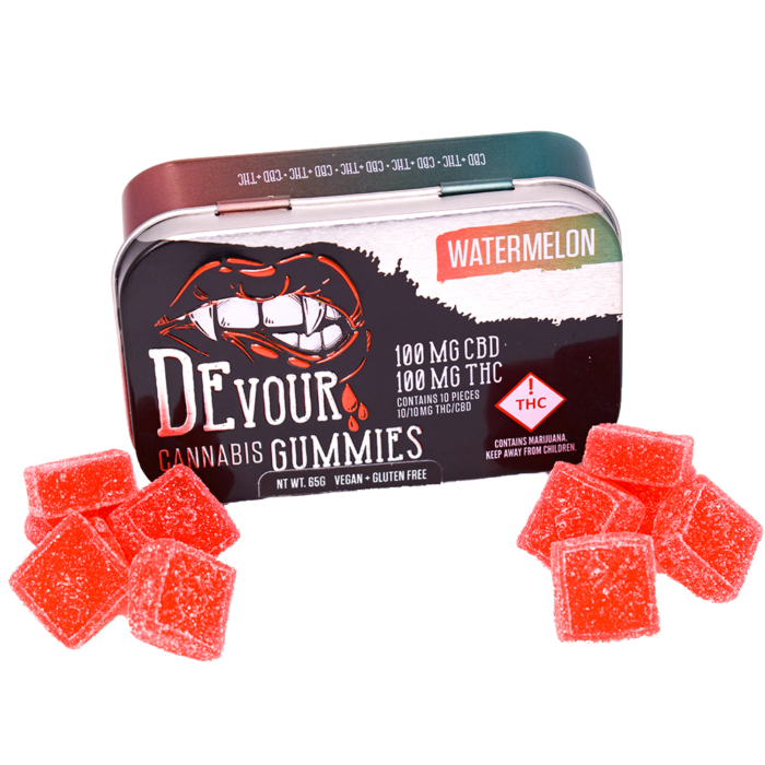 Watermelon 1:1 THC:CBD Devour Cannabis Gummies